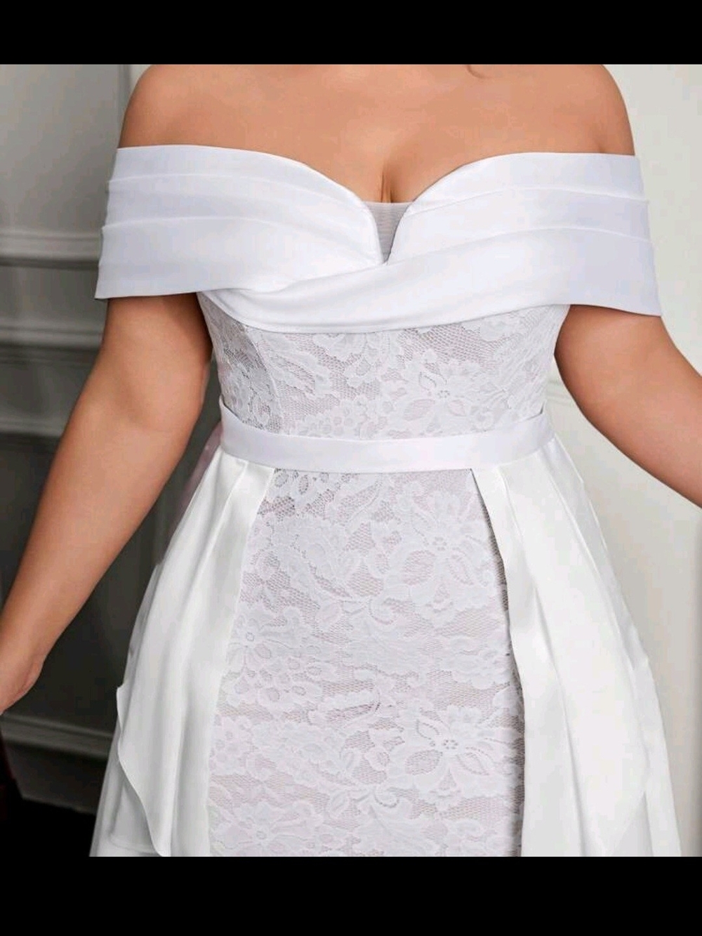 Elegant wedding dress Off-Shoulder White Lace Gown Sz XXL - Picture 2 of 3